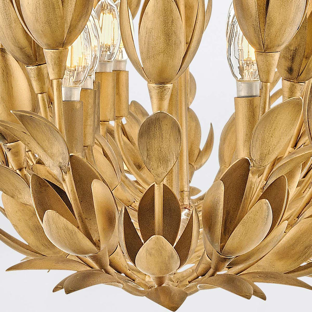 QN-FLORA10-GD Flora 10 Light Linear Chandelier Burnished Gold