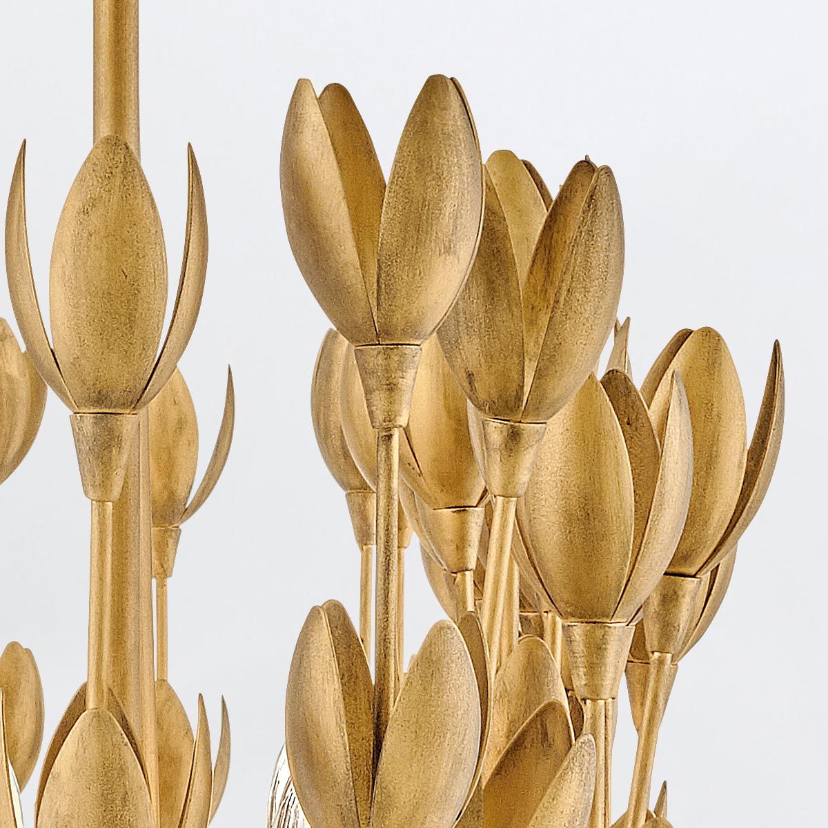 QN-FLORA10-GD Flora 10 Light Linear Chandelier Burnished Gold