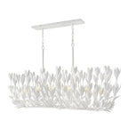 QN-FLORA10-WHT Flora 10 Light Linear Chandelier Textured Plaster