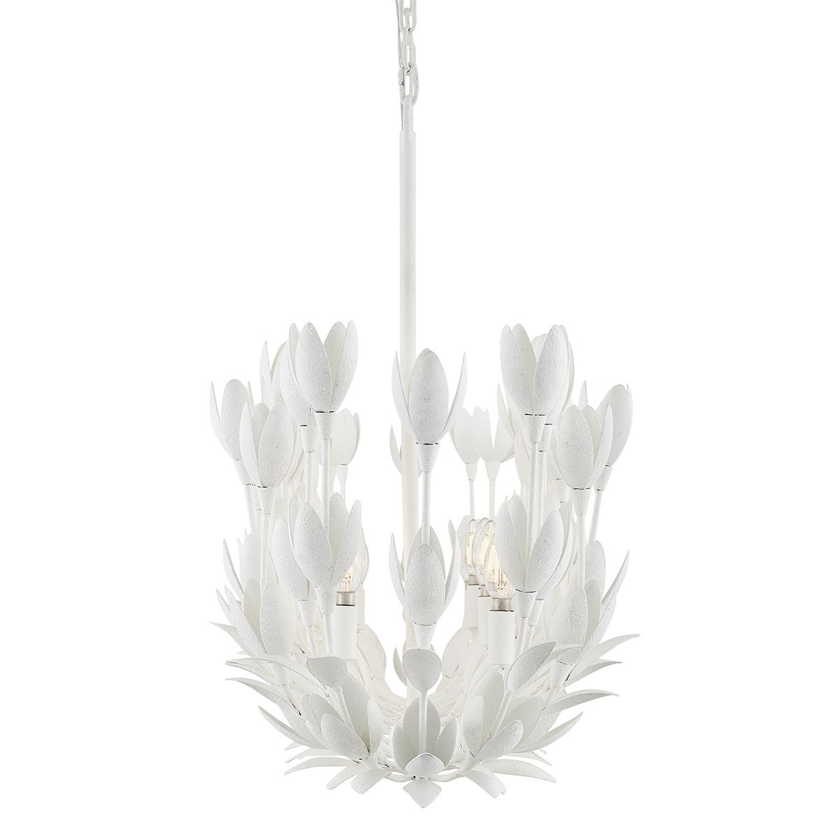 QN-FLORA10-WHT Flora 10 Light Linear Chandelier Textured Plaster