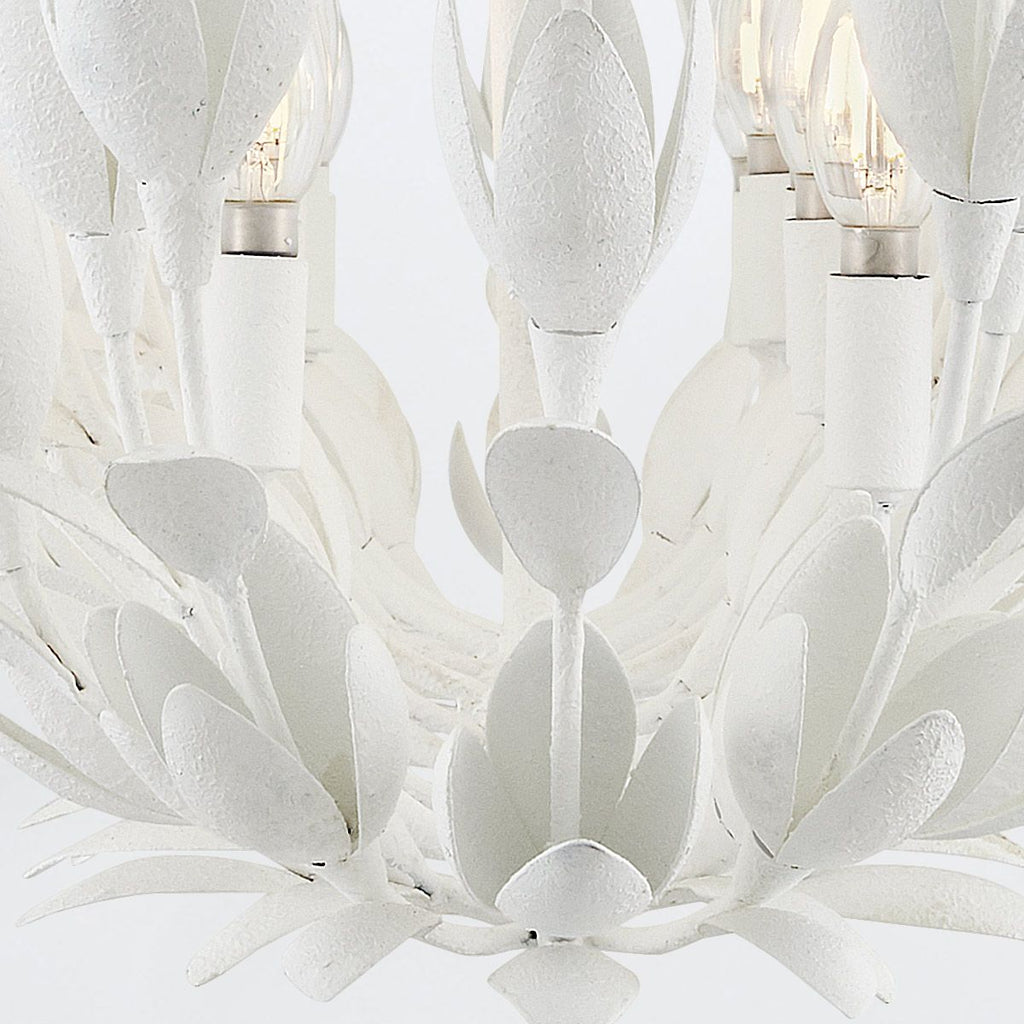 QN-FLORA10-WHT Flora 10 Light Linear Chandelier Textured Plaster