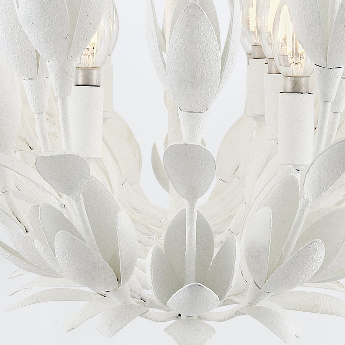QN-FLORA10-WHT Flora 10 Light Linear Chandelier Textured Plaster