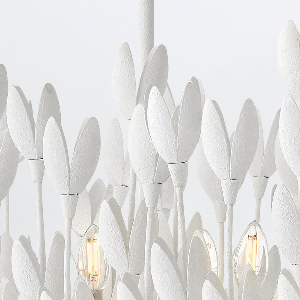 QN-FLORA10-WHT Flora 10 Light Linear Chandelier Textured Plaster