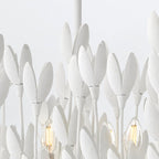 QN-FLORA10-WHT Flora 10 Light Linear Chandelier Textured Plaster