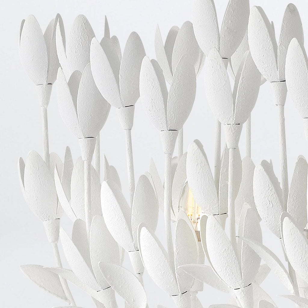 QN-FLORA10-WHT Flora 10 Light Linear Chandelier Textured Plaster