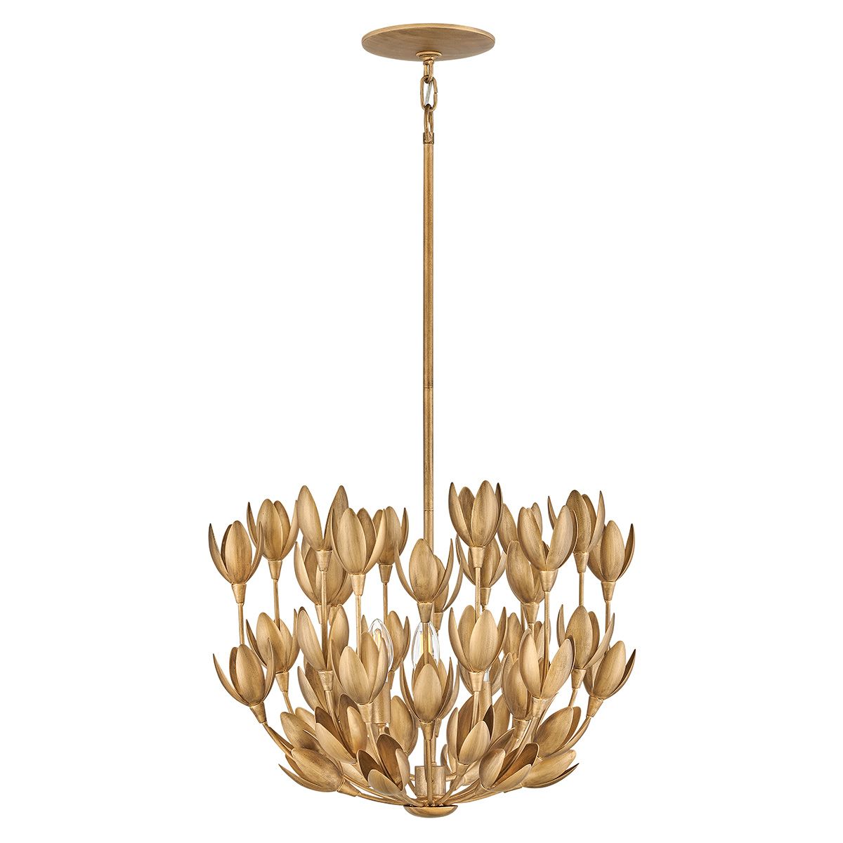 QN-FLORA3-GD Flora 3 Light Duo-Mount Pendant Burnished Gold