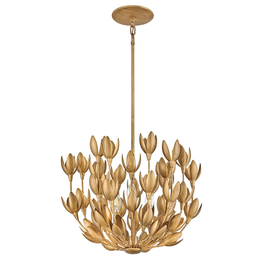 QN-FLORA3-GD Flora 3 Light Duo-Mount Pendant Burnished Gold
