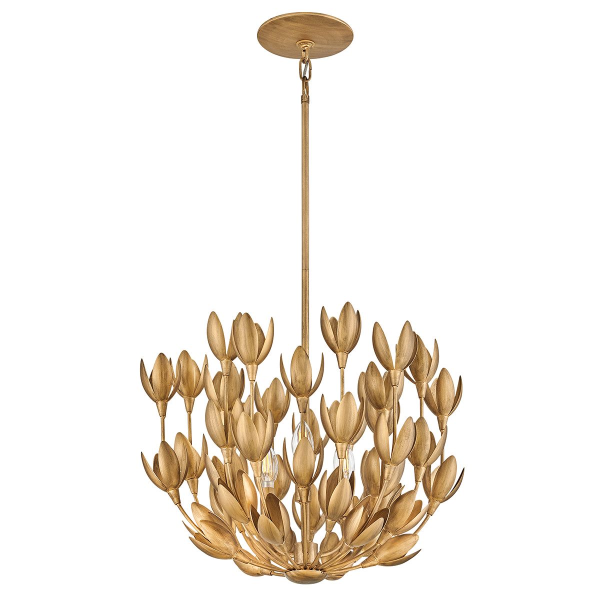 QN-FLORA3-GD Flora 3 Light Duo-Mount Pendant Burnished Gold