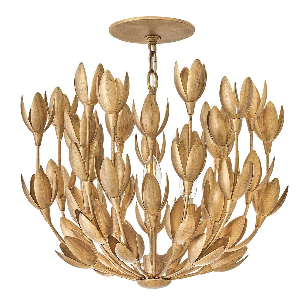QN-FLORA3-GD Flora 3 Light Duo-Mount Pendant Burnished Gold