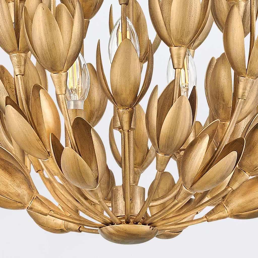 QN-FLORA3-GD Flora 3 Light Duo-Mount Pendant Burnished Gold