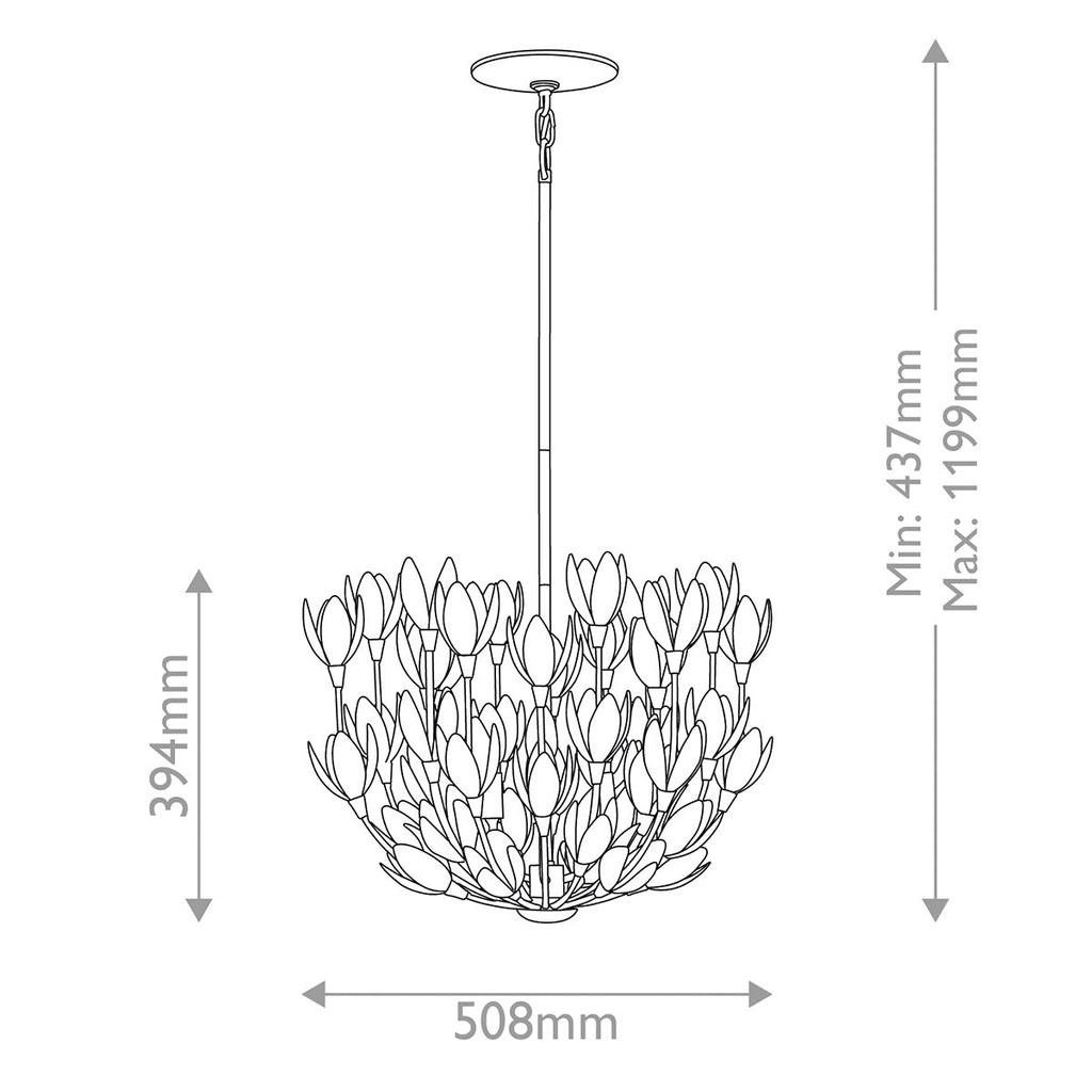 QN-FLORA3-GD Flora 3 Light Duo-Mount Pendant Burnished Gold