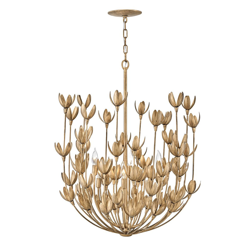 QN-FLORA6-GD Flora 6 Light Chandelier Burnished Gold