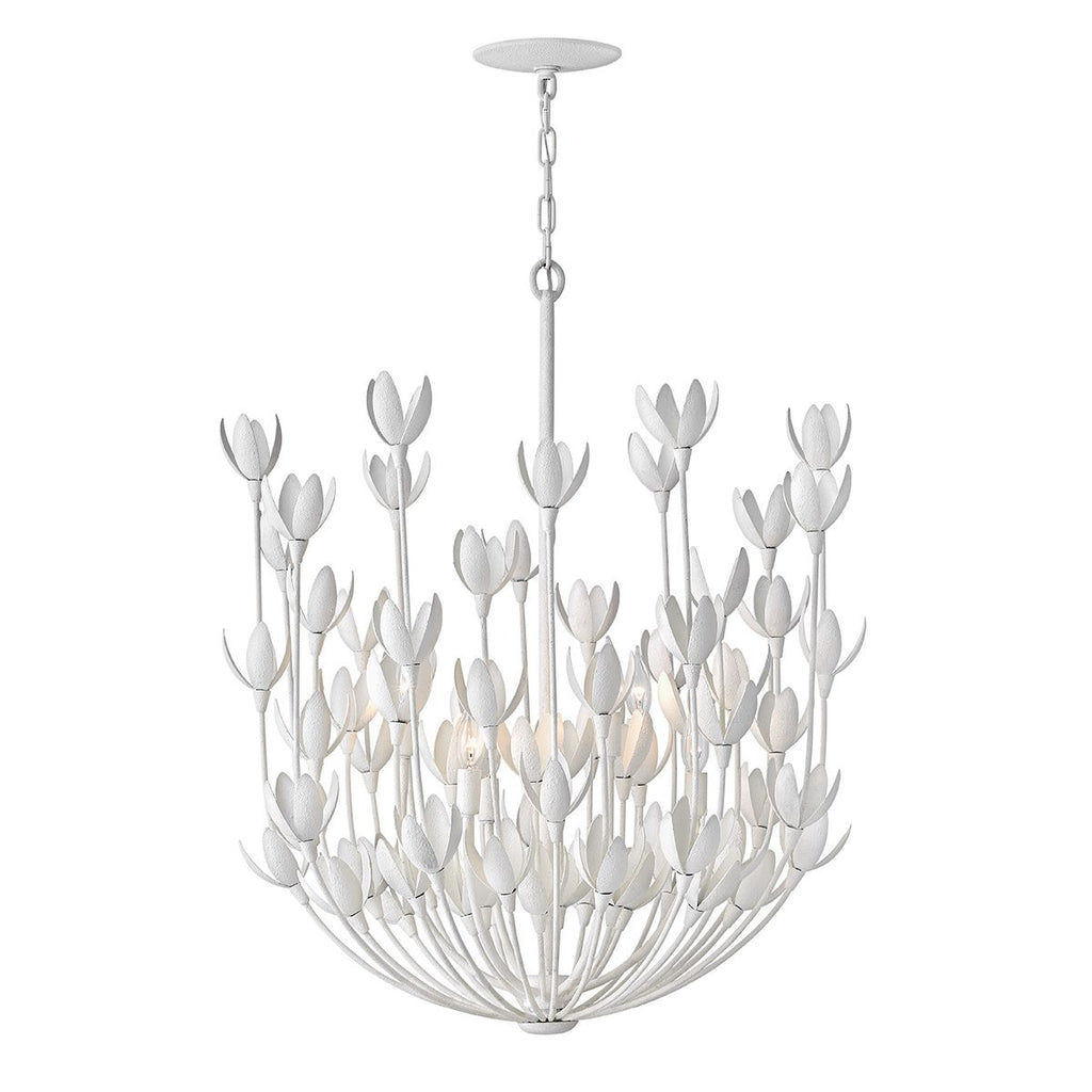 QN-FLORA6-WHT Flora 6 Light Chandelier Textured Plaster