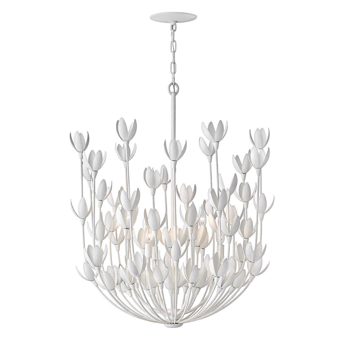 QN-FLORA6-WHT Flora 6 Light Chandelier Textured Plaster