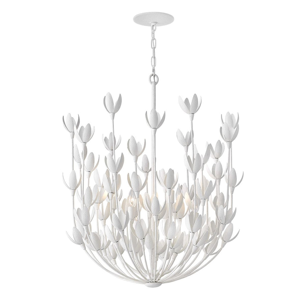 QN-FLORA6-WHT Flora 6 Light Chandelier Textured Plaster
