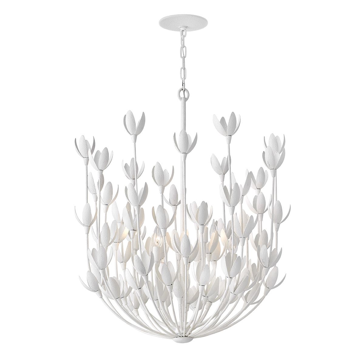 QN-FLORA6-WHT Flora 6 Light Chandelier Textured Plaster