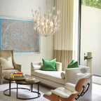 QN-FLORA6-WHT Flora 6 Light Chandelier Textured Plaster