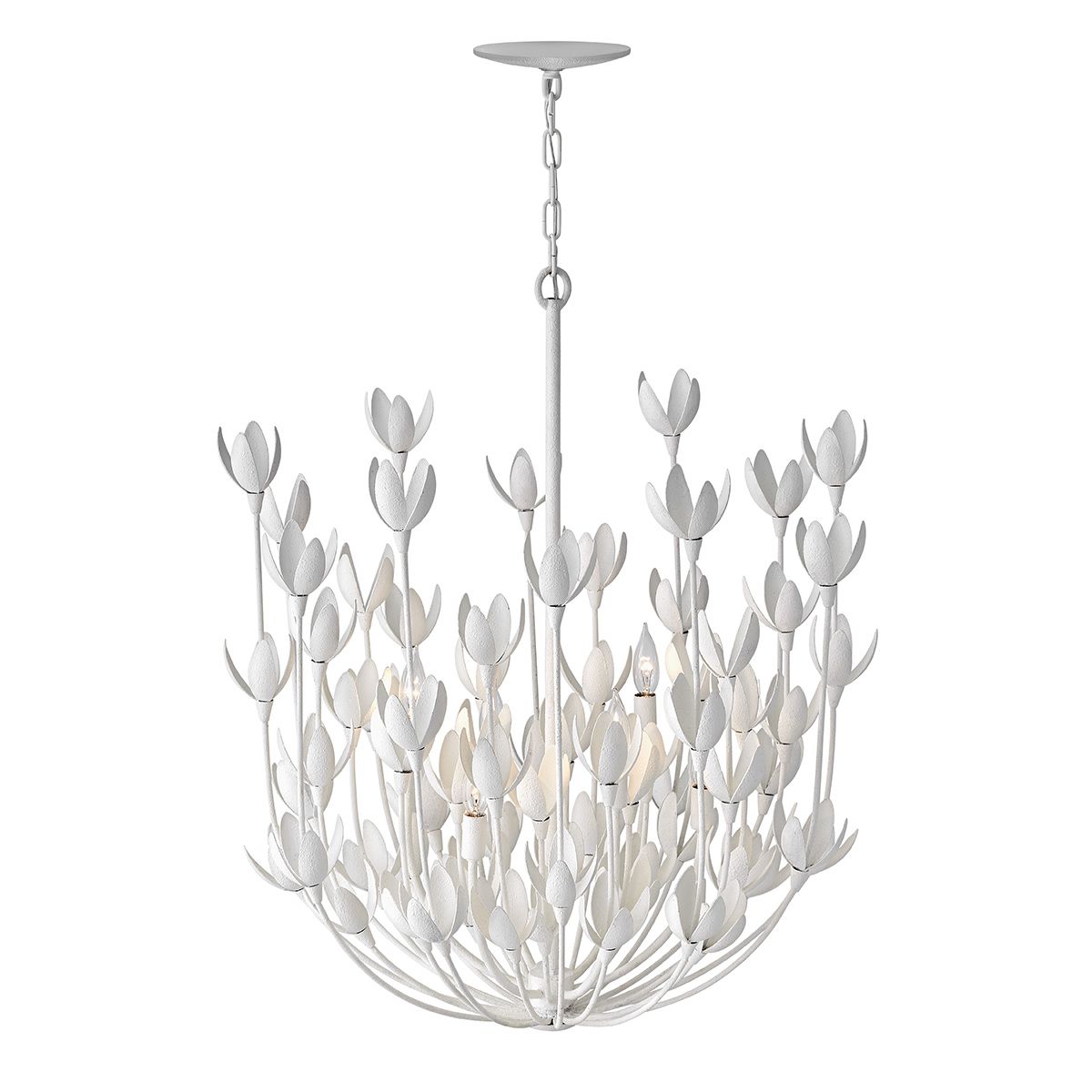QN-FLORA6-WHT Flora 6 Light Chandelier Textured Plaster