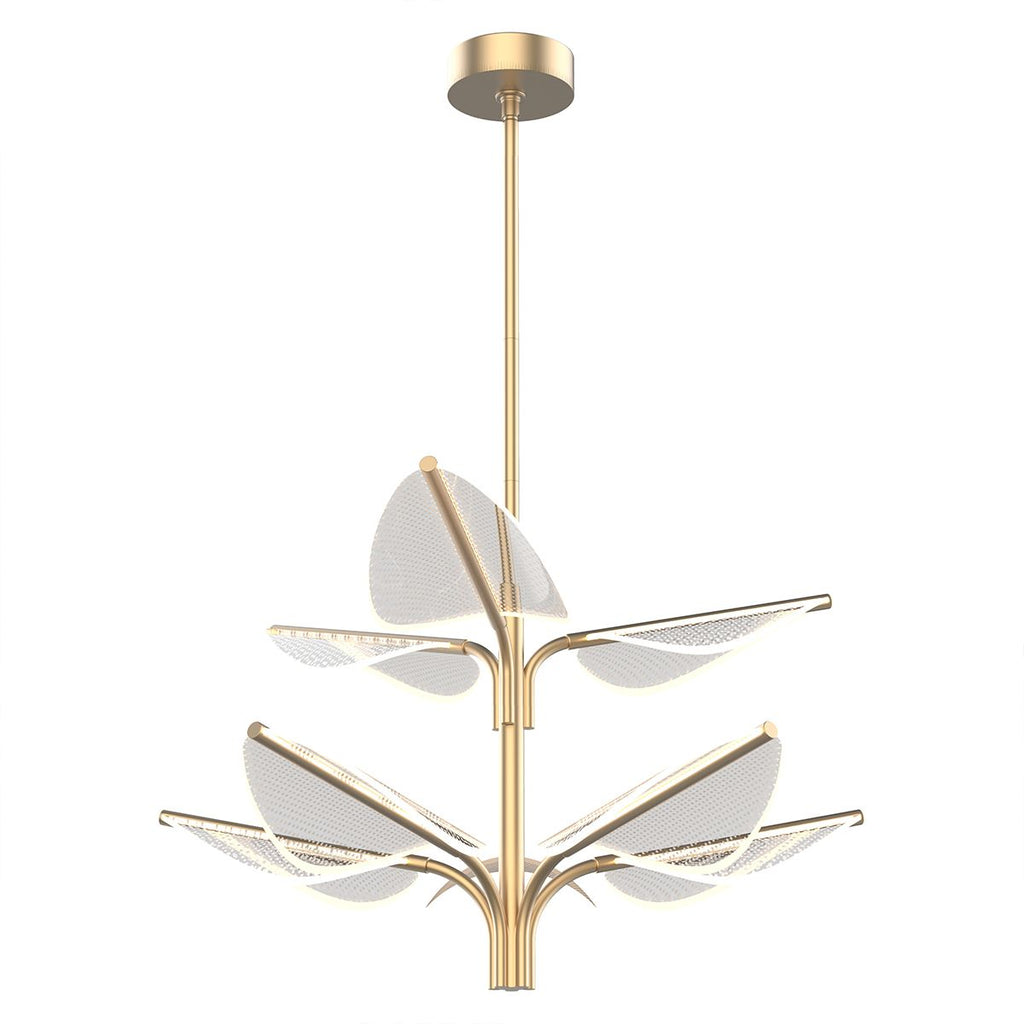 QN-FLORIANA-8P-L-NBR Floriana 8 Leaf LED Chandelier Large Natural Brass