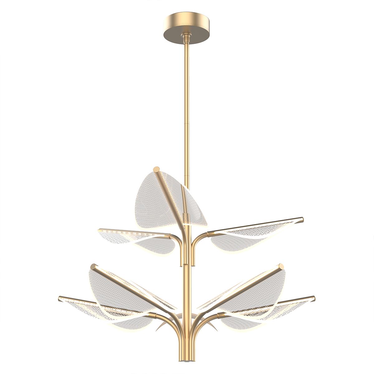 QN-FLORIANA-8P-L-NBR Floriana 8 Leaf LED Chandelier Large Natural Brass