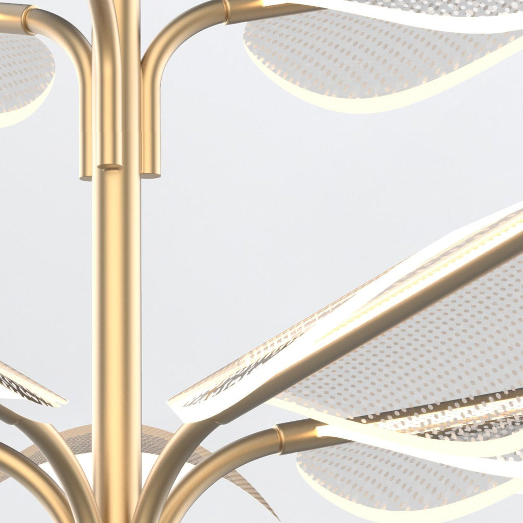 QN-FLORIANA-8P-L-NBR Floriana 8 Leaf LED Chandelier Large Natural Brass