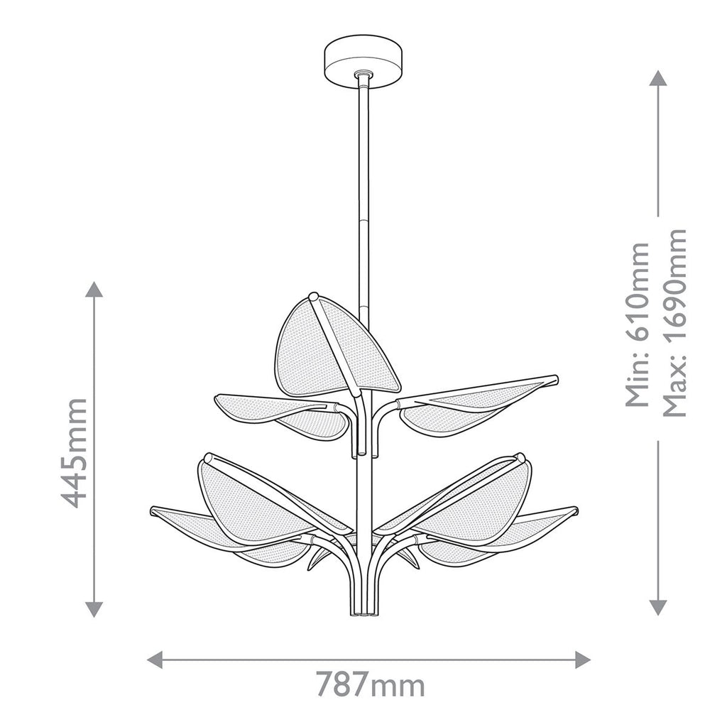 QN-FLORIANA-8P-L-NBR Floriana 8 Leaf LED Chandelier Large Natural Brass