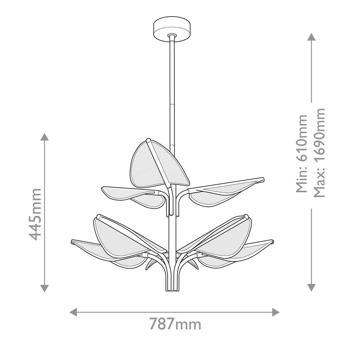 QN-FLORIANA-8P-L-NBR Floriana 8 Leaf LED Chandelier Large Natural Brass