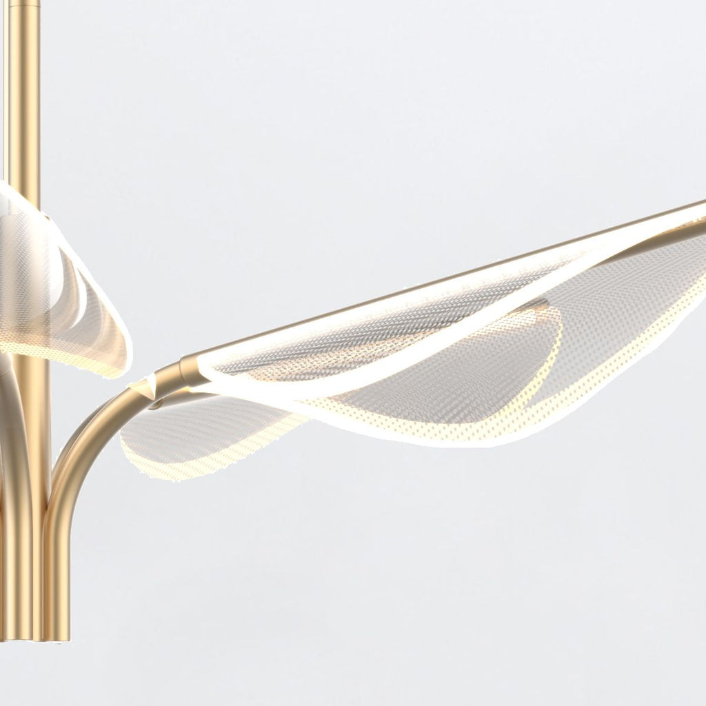 QN-FLORIANA-P-S-NBR Floriana 5 Leaf LED Chandelier Small Natural Brass