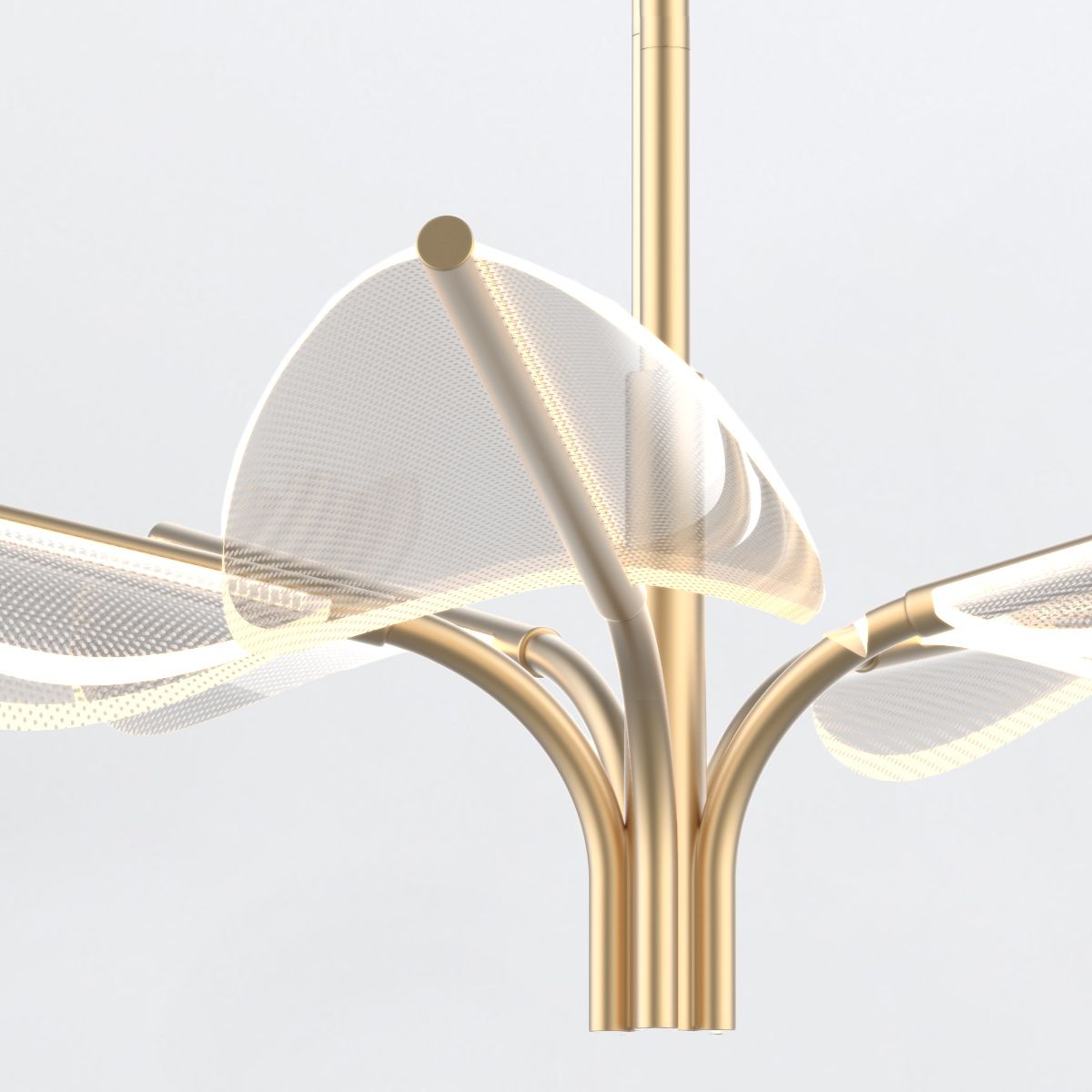 QN-FLORIANA-P-S-NBR Floriana 5 Leaf LED Chandelier Small Natural Brass