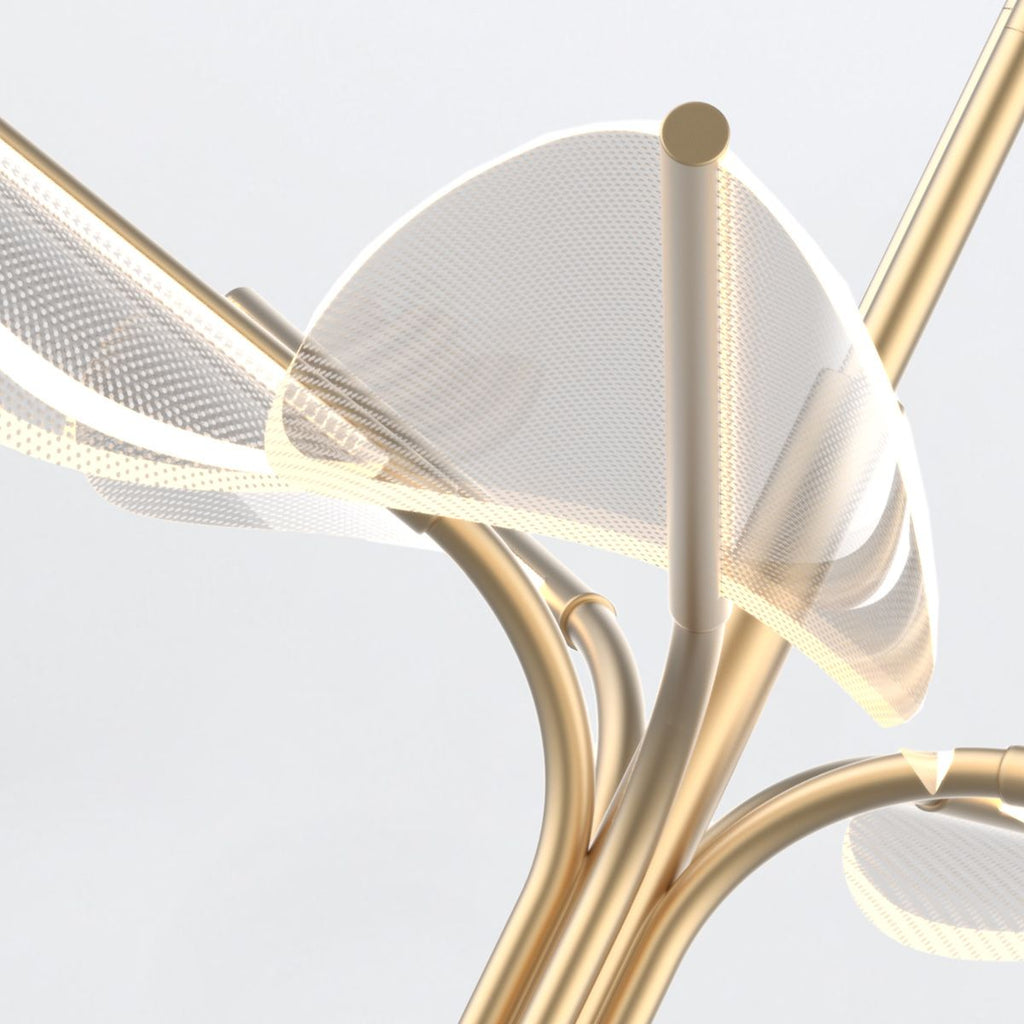 QN-FLORIANA-P-S-NBR Floriana 5 Leaf LED Chandelier Small Natural Brass