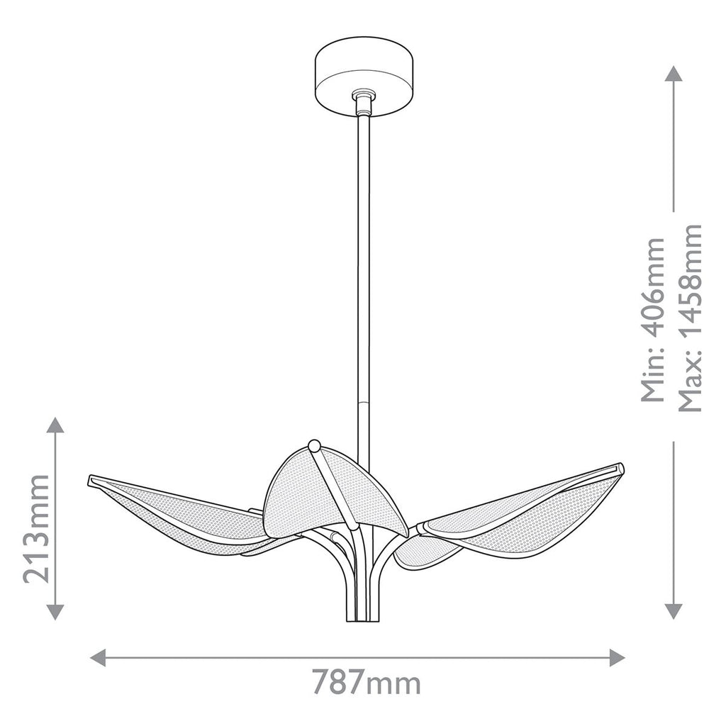 QN-FLORIANA-P-S-NBR Floriana 5 Leaf LED Chandelier Small Natural Brass