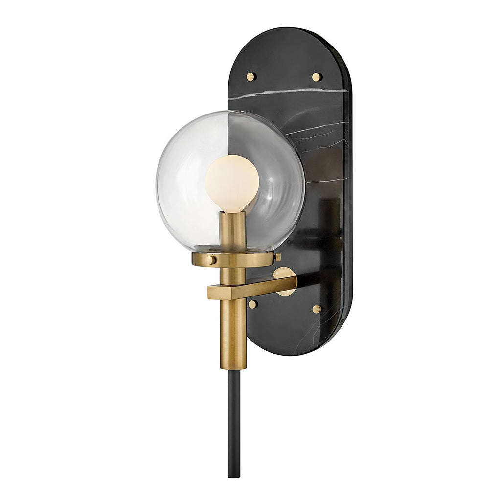 QN-GILDA-WB1-BK Gilda Bathroom 1 Light Wall Light Black with Heritage Brass accents