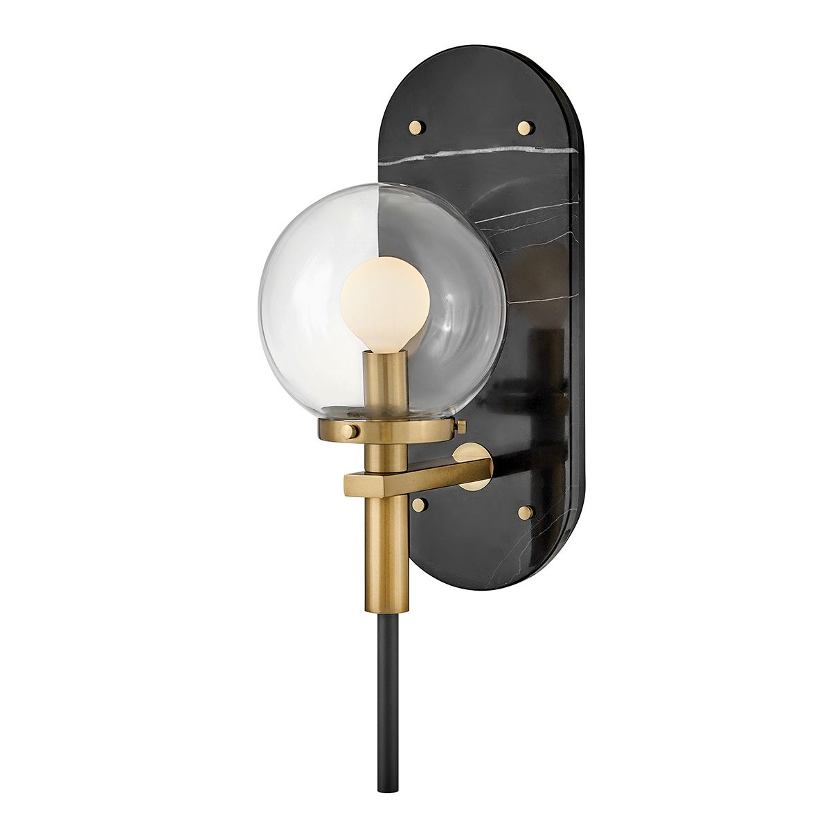 QN-GILDA-WB1-BK Gilda Bathroom 1 Light Wall Light Black with Heritage Brass accents