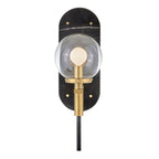 QN-GILDA-WB1-BK Gilda Bathroom 1 Light Wall Light Black with Heritage Brass accents