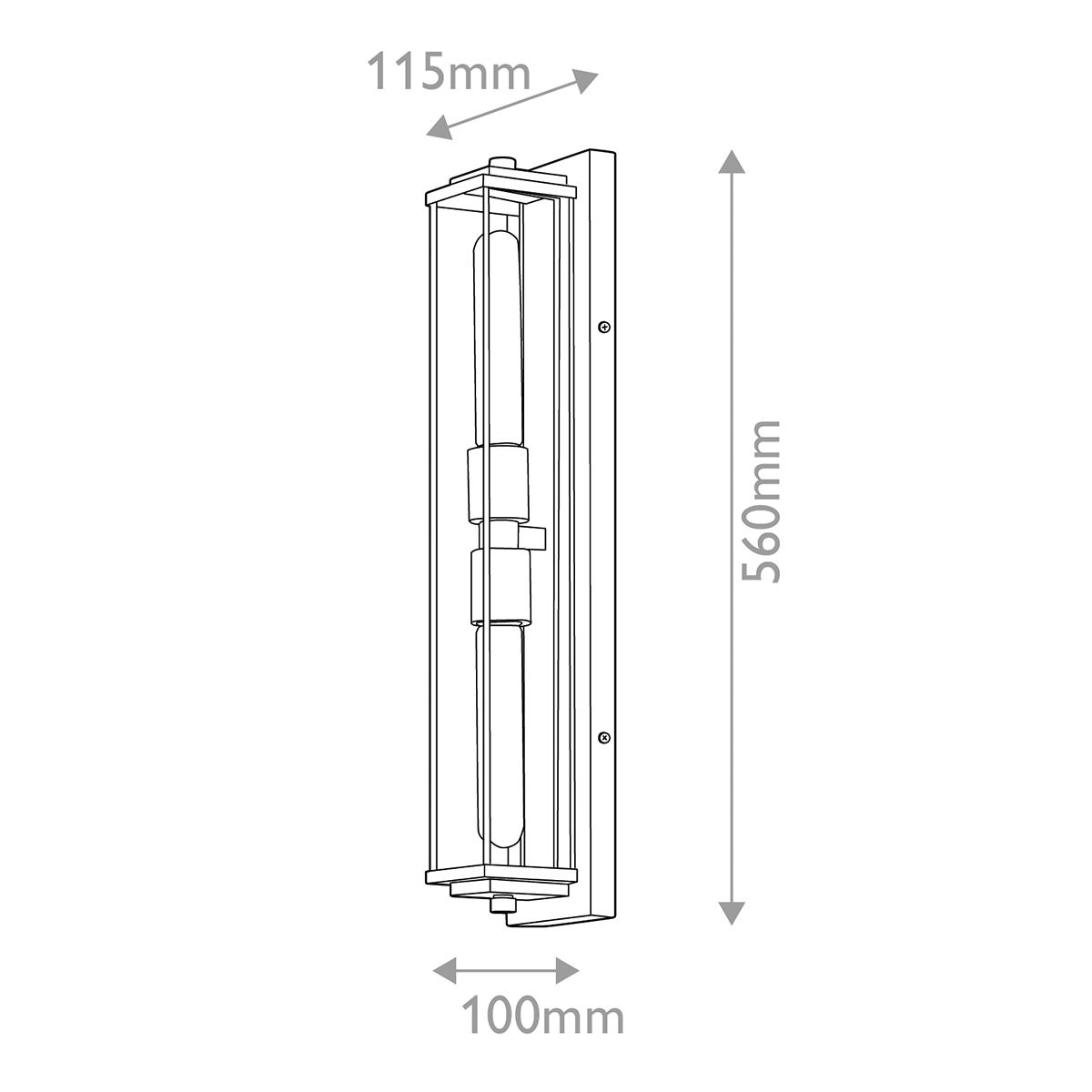 QN-HENRI-WB2-PC Henri Bathroom 2 Light Wall Light Polished Chrome