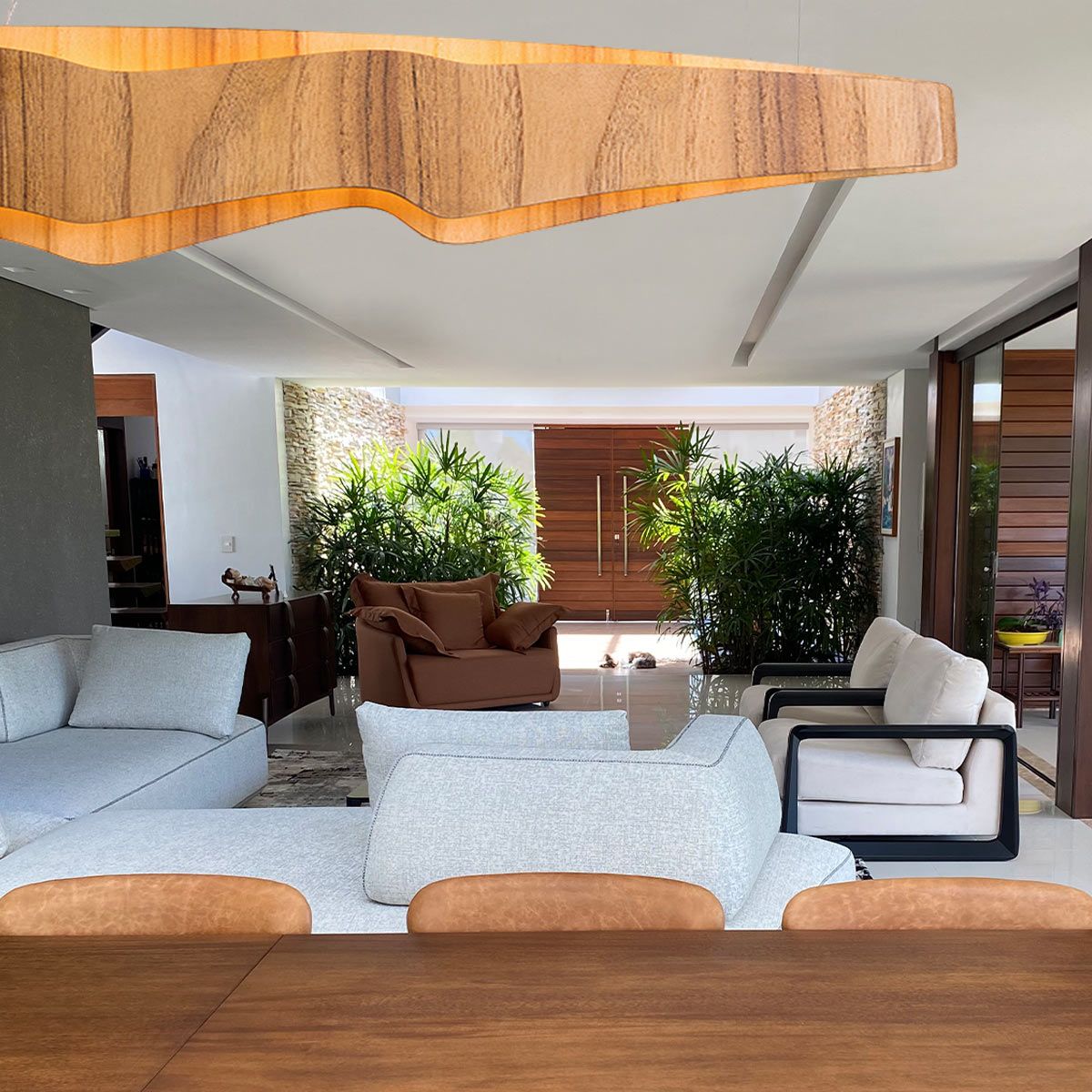 QN-HORIZON-LED-LP-100-TEAK Horizon LED Linear Pendant Teak