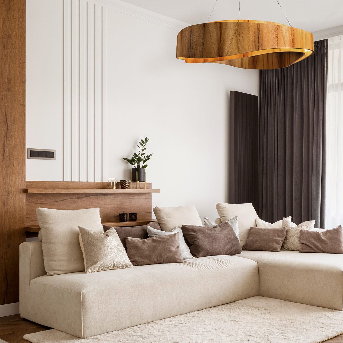 QN-HORIZON-RING-LED-80-TEAK Horizon LED Medium Ring Pendant Teak