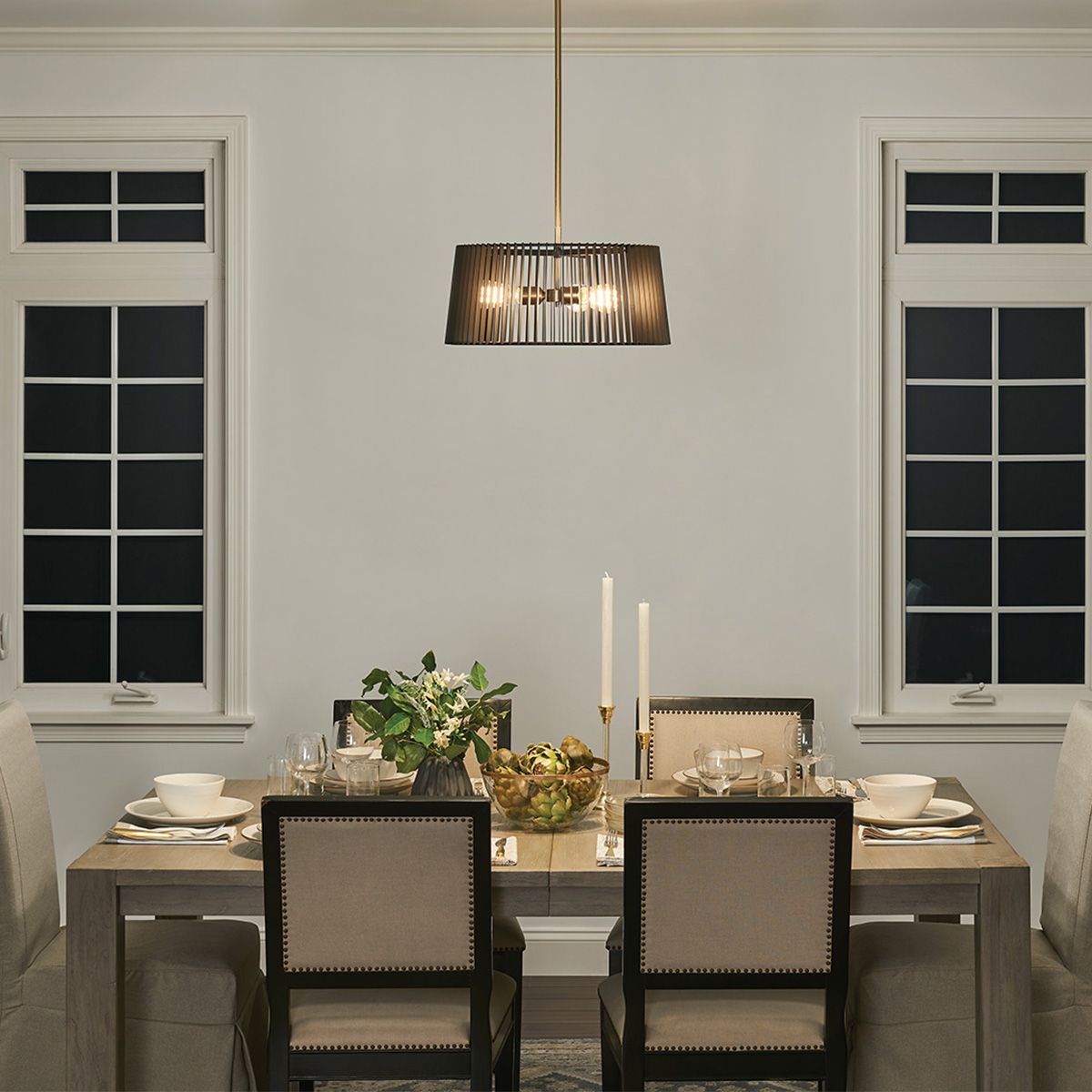QN-LINARA-3P-BK Linara 3 Light Pendant Black / Natural Brass