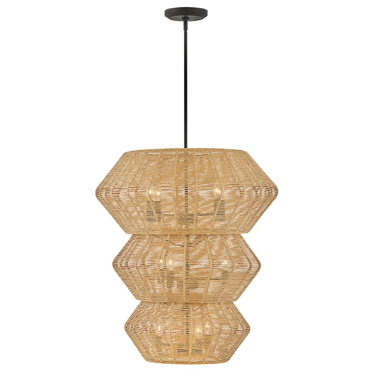 QN-LUCA-10P-BK-CAM Luca 10 Light Multi-tier Chandelier Black/Camel