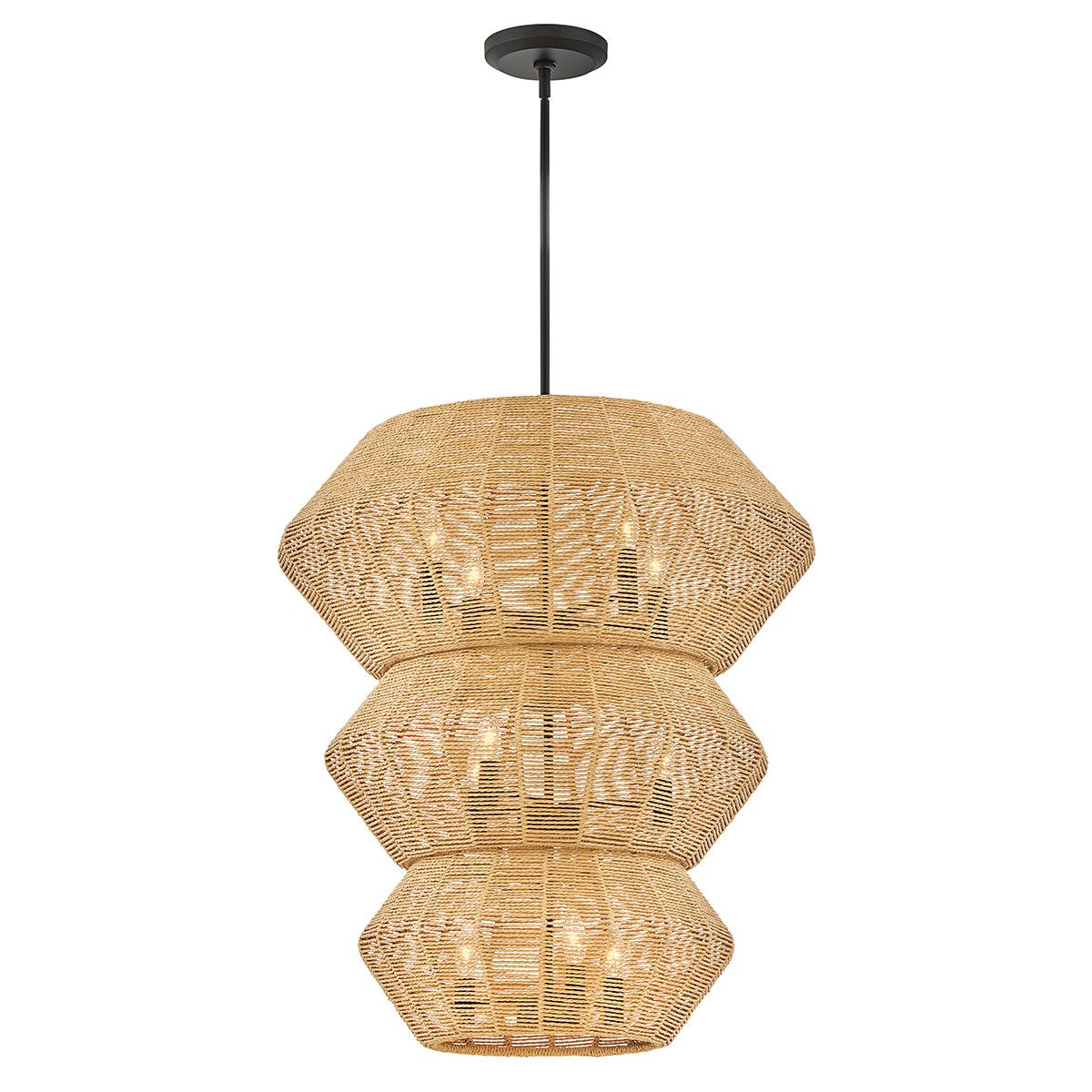 QN-LUCA-10P-BK-CAM Luca 10 Light Multi-tier Chandelier Black/Camel
