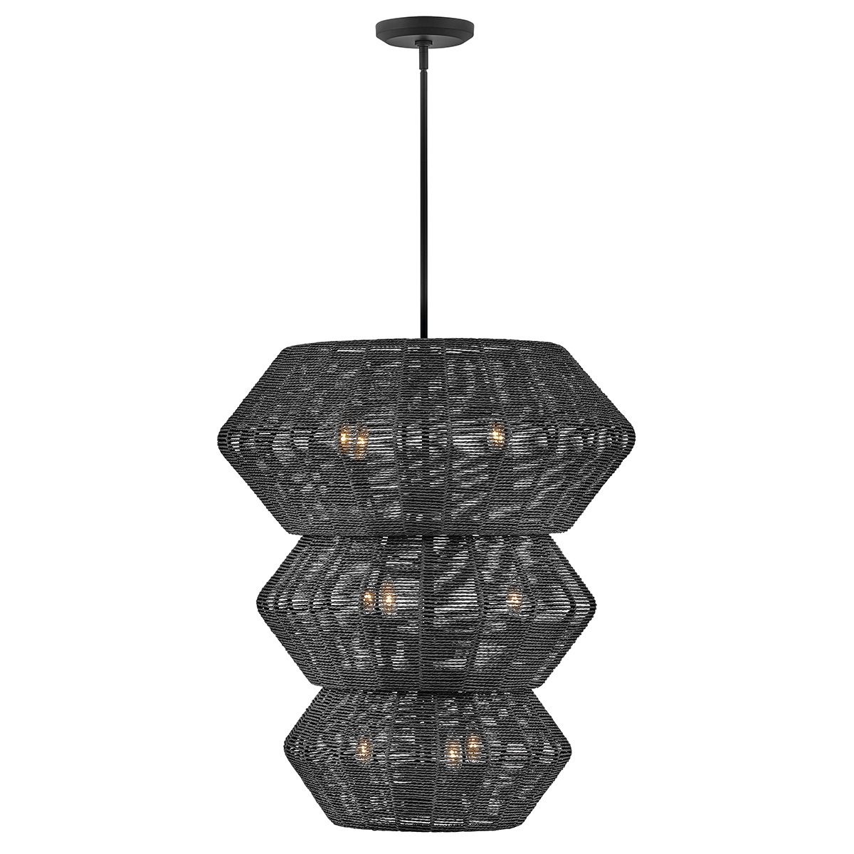 QN-LUCA-10P-BK-BK Luca 10 Light Multi-tier Chandelier Black