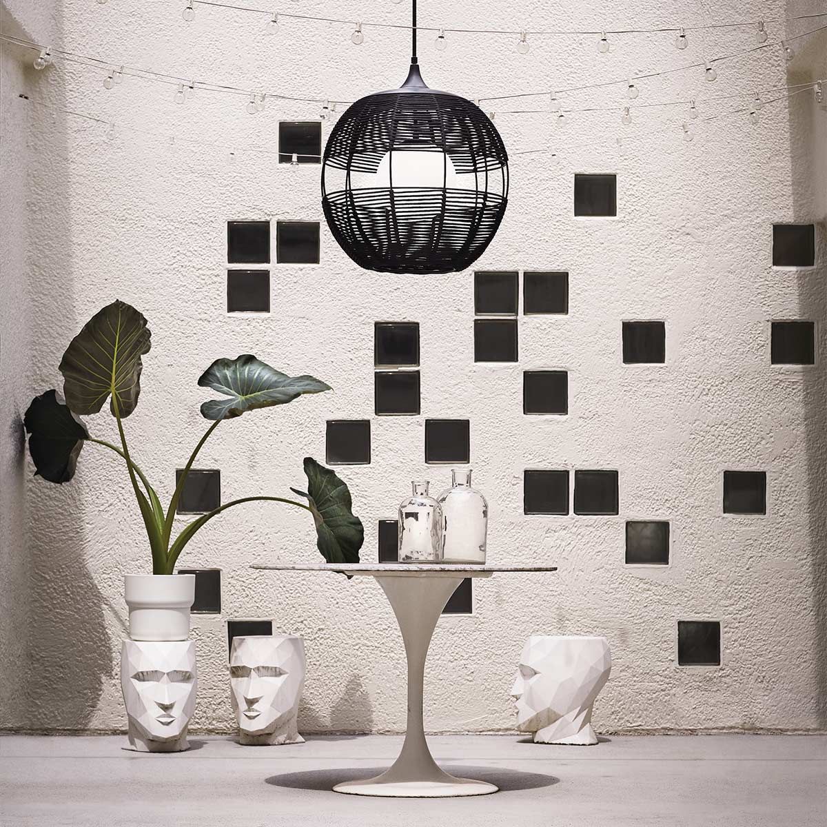 QN-MADDOX-P-M-BK-BK Maddox 1 Light Medium Outdoor Pendant Black
