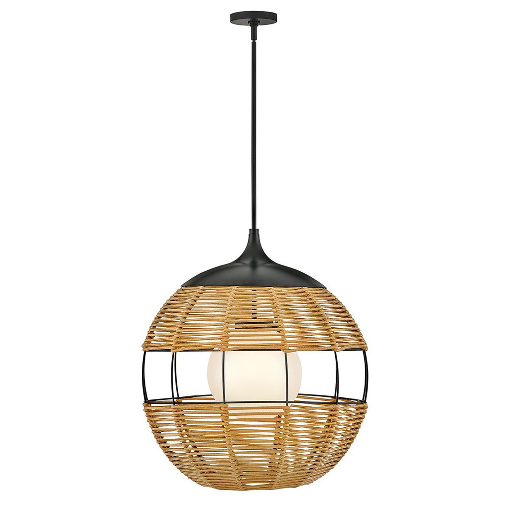 QN-MADDOX-P-M-BK-CAM Maddox 1 Light Medium Outdoor Pendant Black/Camel
