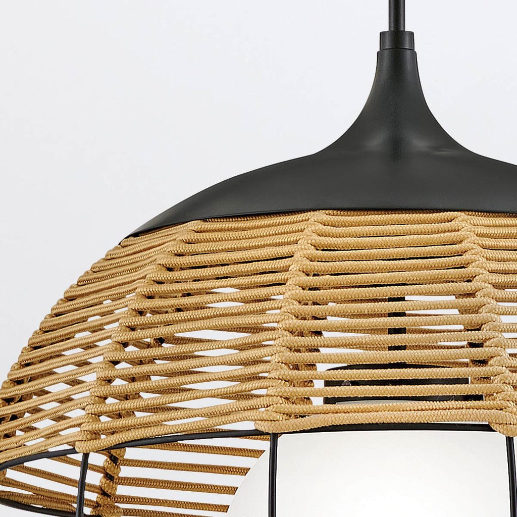 QN-MADDOX-P-M-BK-CAM Maddox 1 Light Medium Outdoor Pendant Black/Camel