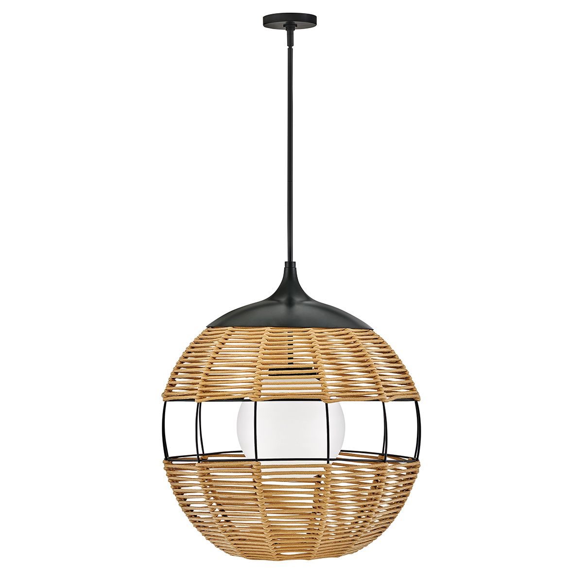 QN-MADDOX-P-M-BK-CAM Maddox 1 Light Medium Outdoor Pendant Black/Camel