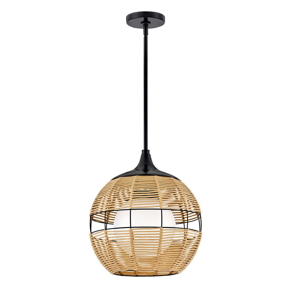 QN-MADDOX-P-S-BK-CAM Maddox 1 Light Small Outdoor Pendant Black/Camel