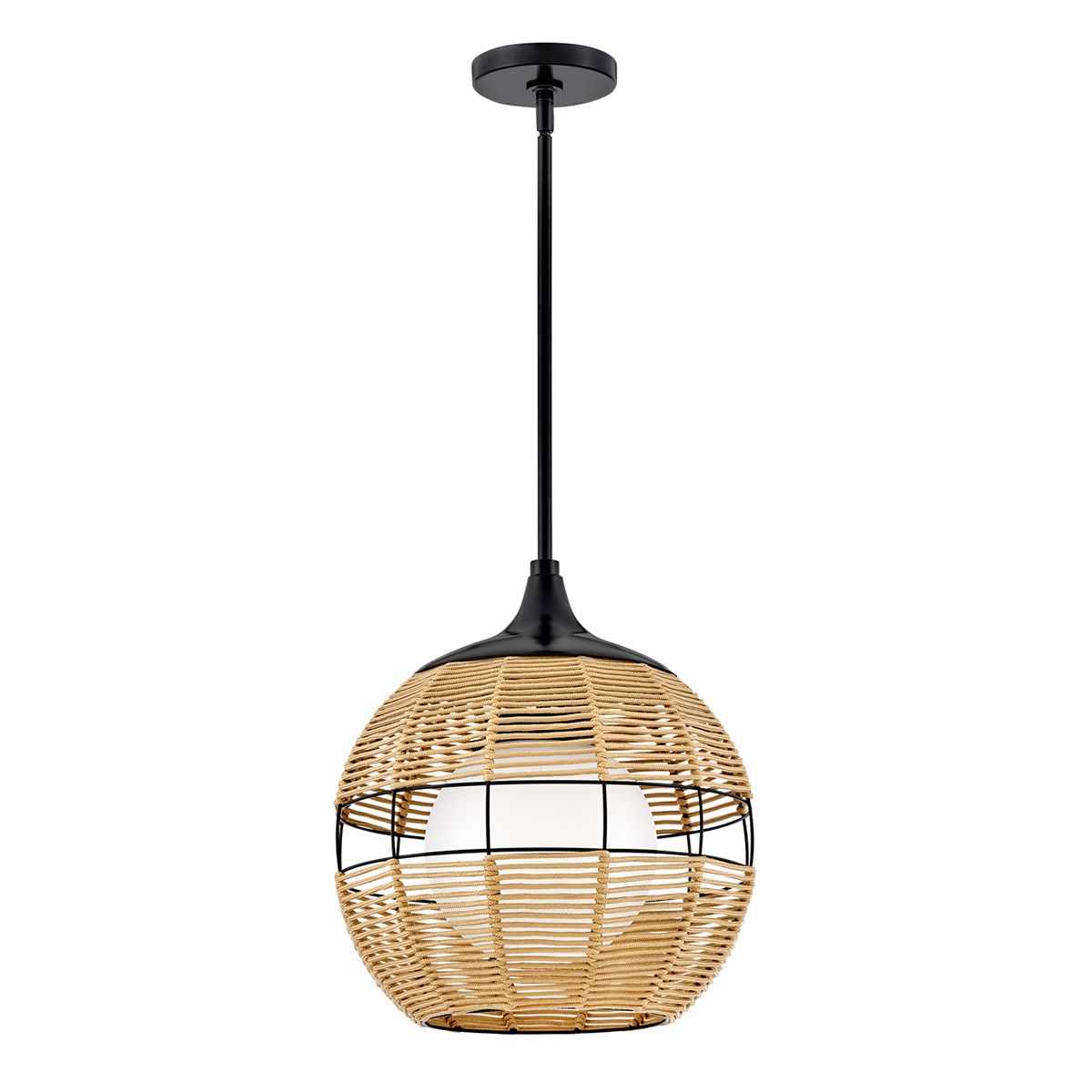 QN-MADDOX-P-S-BK-CAM Maddox 1 Light Small Outdoor Pendant Black/Camel