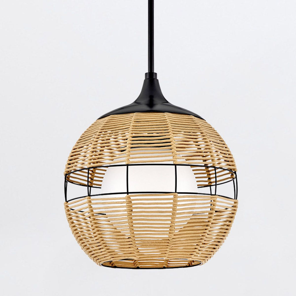 QN-MADDOX-P-S-BK-CAM Maddox 1 Light Small Outdoor Pendant Black/Camel