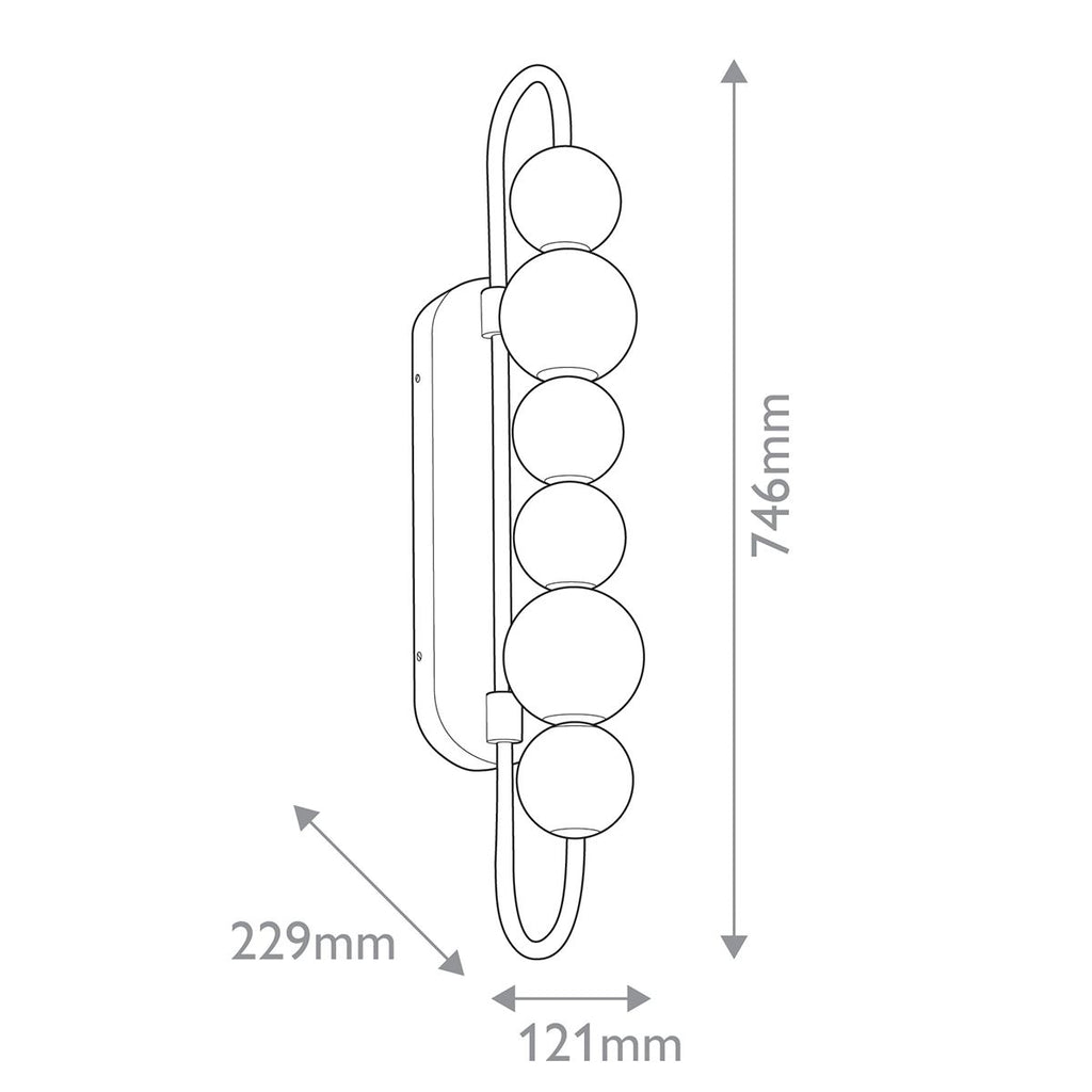QN-MARNI-6WB-NBR Marni 6 Head LED Wall Light Natural Brass