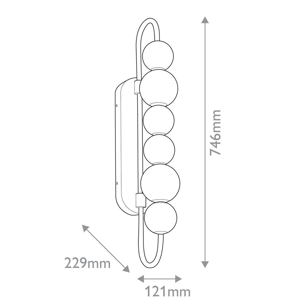 QN-MARNI-6WB-NBR Marni 6 Head LED Wall Light Natural Brass